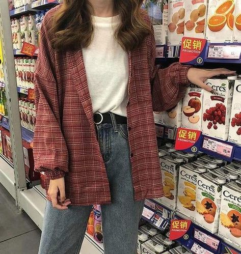 Buy Retro Plaid Shirt with Low Price & High Quality guaranteed. Free Shipping Worldwide! Also Shop For Aesthetic Clothing, Tumblr Outfits, Artsy and More! Look 80s, Thrifted Outfits, 90s Fashion Outfits, Tumblr Outfits, Indie Outfits, Mode Inspo, Vintage Plaid, 가을 패션, Mode Vintage