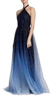 Marchesa Notte Ombre Halter Gown Off The Shoulder Formal Dress, Michael Cinco, Ellie Saab, Ombre Glitter, Halter Gown, Grad Dresses, Dreamy Dress, Zuhair Murad, A Line Gown