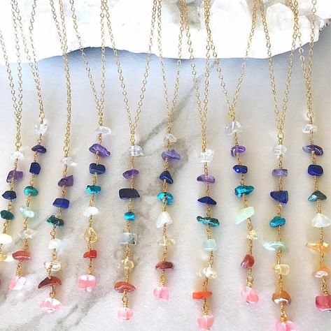 Chakra Stones Jewelry, Pride Necklace, Chakra Necklace, Gelang Manik, Rainbow Necklace, Healing Crystal Jewelry, Y Necklace, Chakra Jewelry, 7 Chakra