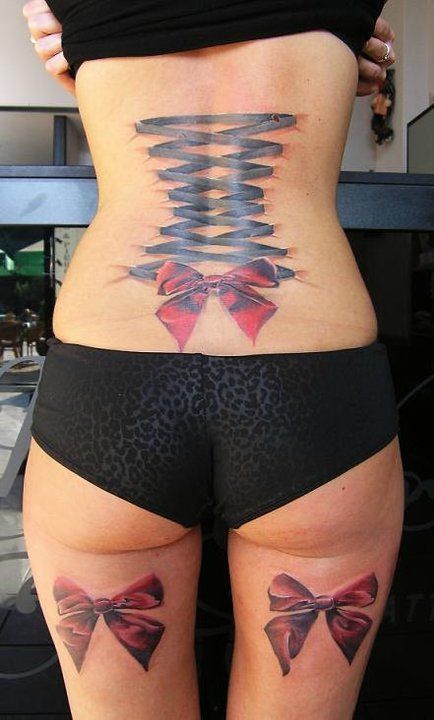 60 Sexy Bow Tattoos – Meanings, Ideas and Designs for 2019 Korsett Piercings, Bow Tie Tattoo, Lace Bow Tattoos, Corset Tattoo, Bow Tattoo Designs, Ribbon Tattoos, Bow Tattoo, Lace Tattoo, 1 Tattoo