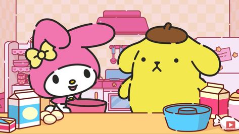 Pompompurin And My Melody Matching Pfp, Sanrio Characters As Humans, My Melody And Pompompurin, Pompompurin My Melody, Sanrio Things, Aesthetic Scrapbook, Sanrio Mymelody, Hello Kitty Decorations, Header Banner