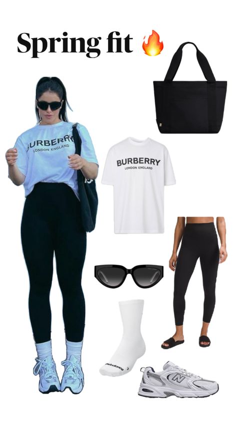 Nike New Balance sneakers, white ankle socks, lululomen leggings, Burberry tee, Marc Jacobs sunglasses White Ankle Socks, Nike New Balance, Marc Jacobs Sunglasses, Sock Outfits, Balance Sneakers, Thick Socks, New Balance Sneakers, Ankle Socks, Sneakers White