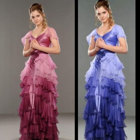 Movie Modifications Part 2 | Harry Potter Amino Yule Ball Dress Blue, Hermione Yule Ball Dress, Harry Potter Wedding Dress, Hermione Granger Yule Ball, Maquillage Harry Potter, Hermione Yule Ball, Hermione Costume, Hermione Dress, Yule Ball Outfits