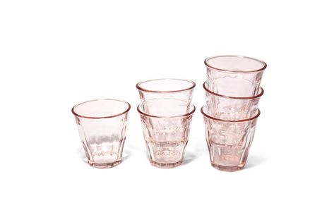 These cafe-inspired Bistro Glasses by Caravan are dishwasher-safe; $68 for a set of 6 at goop. Colored Drinking Glasses, Colored Wine Glasses, Ice Cream Dishes, Pink Glassware, Glassware Drinking, Soft Pink Color, French Bistro, Pink Paint, Chic Kitchen