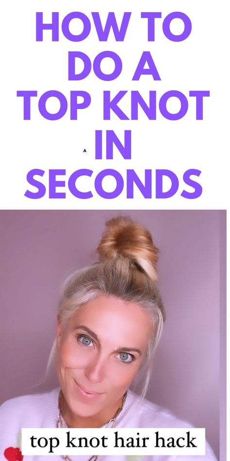 Scrunchie Top Knot, How To Tie A Top Knot, Easy Top Knot Long Hair Bun Tutorials, Long Hair Top Knot, Top Knot Short Hair, Too Knot Bun, Top Knot With Bangs, Hair Top Knot, Short Hair Top Knot