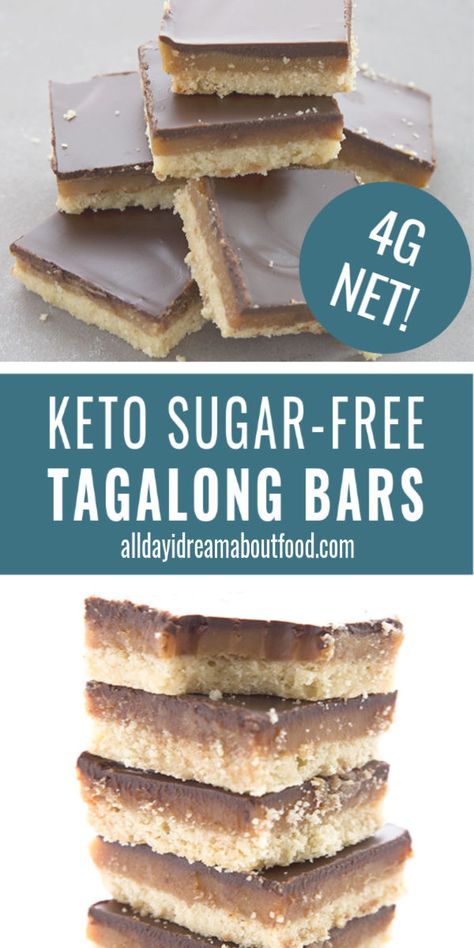 These keto Tagalong cookie bars are far easier to make than individual cookies and they taste just like the original Girl Scout Cookie. Dare I say they taste even better? You won’t believe they are low carb and sugar-free. Low Carb Cookie Bars, Keto Tagalong Cookies, Keto Cookie Bars Recipes, Zero Sugar Desserts, Keto Cookie Bars, Thm Cookies, Magical Recipes, Low Carb Bars, Keto Treats