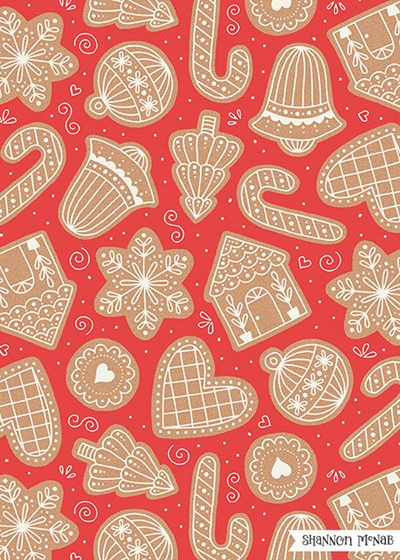 Xmas Pattern Wallpaper, Christmas Prints And Patterns, Shannon Mcnab, Christmas Pattern Illustration, Xmas Pattern, Fabrics Wallpaper, Outside Christmas Decorations, Illustration Noel, Cute Christmas Wallpaper