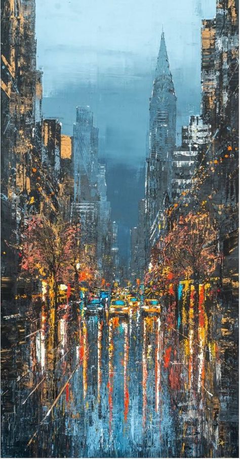 Portrait Palette, Paul Kenton, City Scape Painting, New York Painting, Portrait Artists, Acrylic Portrait Painting, New York Cityscape, Rainy City, Fabric Painting Techniques