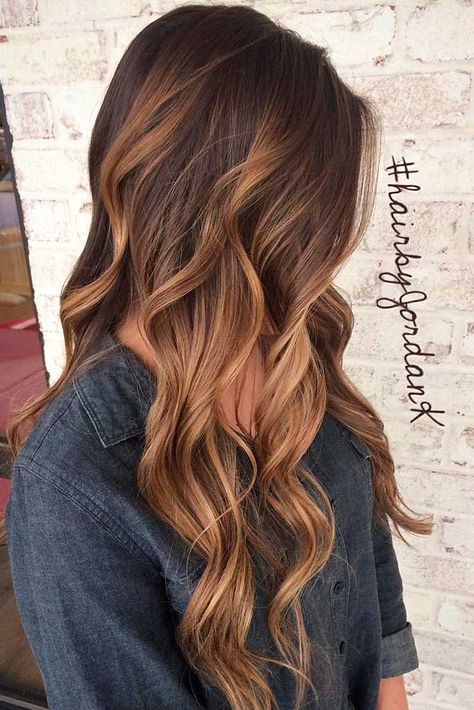 Hottest Brown Ombre Hair Ideas ★ See more: http://glaminati.com/brown-ombre-hair-ideas/ Ombre Hair Color For Brunettes, Caramel Ombre Hair, Hair Color Flamboyage, Cabelo Ombre Hair, Brown Ombre Hair Color, Honey Hair Color, Brown Ombre Hair, Hair Patterns, Caramel Highlights