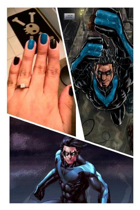 Nightwing Nails, Batman Nails, Bat Family, Nightwing, Nail Inspo, Favorite Things, Gel Nails, Acrylic Nails, Bat