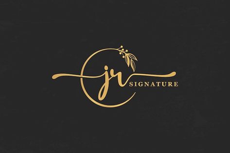 Vector golden signature initial letter j... | Premium Vector #Freepik #vector #jr-logo #signature-font #logo #logo-concept Jr Logo Design Letter, R Signature, Cursive J, Jr Logo, J Logo, Event Planner Logo, Logo Design Illustration, Logo Personal, Packaging Idea