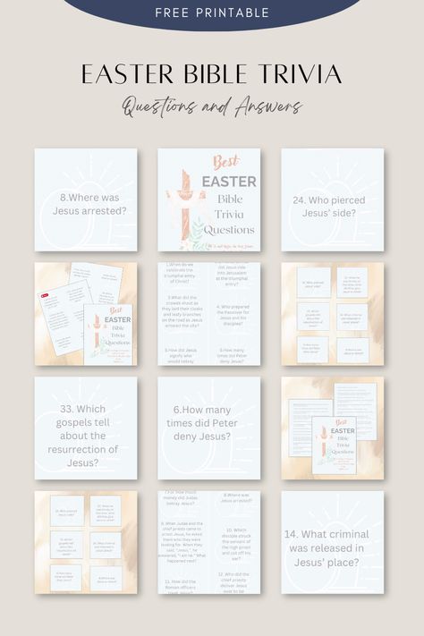 How well does your family know the Easter story? These Easter trivia questions will test your Bible knowledge of the story of the resurrection of Jesus Christ.   As Easter season draws closer, I like to take time the week before to review the Biblical story of Easter with my children to help prepare our hearts to celebrate Jesus’ resurrection.  #ourlifehomeschooling #eastertrivia #freeprintable #easterbibletrivia #easterbibletriviaprintable #easterbibletriviafreeprintable #easterfreeprintable Easter Bible Trivia, Bible Trivia Questions And Answers, Bible Trivia Questions, Easter Trivia, Where Is Jesus, Easter Songs, Small Group Bible Studies, Bible Trivia, Resurrection Of Jesus Christ