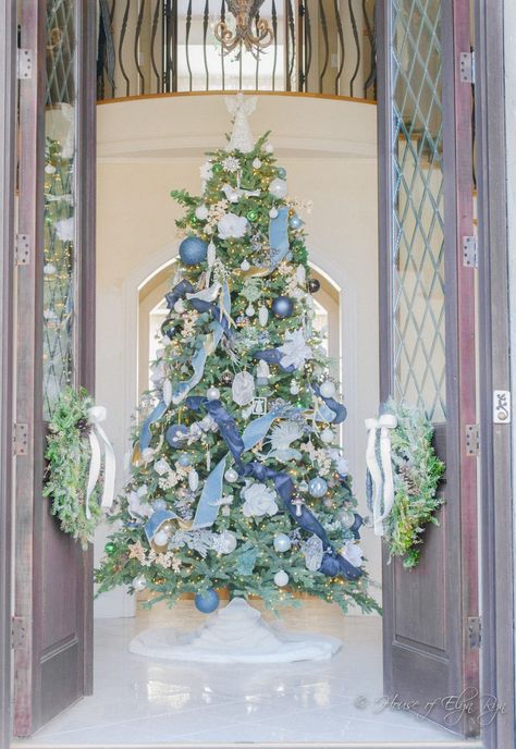 Blue christmas tree decorations