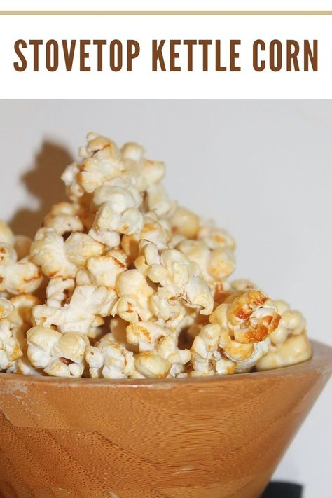 Bowl of stovetop kettle corn. Stove Top Kettle Corn, Diy Kettle Corn, Homemade Kettle Corn, Kettle Corn Recipe, Fall Yummies, Stovetop Kettle, Friends Recipes, Carnival Food, Stove Top Recipes