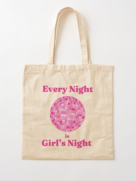 tote bag, cotton tote bag, Art, illustration, printed, print, every night is girls night tote bag, barbie tote bag, barbie movie tote bag, pink tote bag, disco ball tote bag, disco tote bag, slay tote bag, barbie quote , barbie 2023 tote bag, barbie merch, feminist tote bag, girly tote bag, female tote bag, feminism tote bag, girl tote bag, barbie illustration Girly Tote Bags, Barbie Movie Merch, Disco Ball Illustration, Barbie Tote, Barbie Illustration, Barbie Merch, Gals Night, Y2k Tote Bag, Cool Handshakes