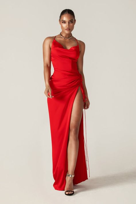 Maxi Dresses – Alieva Dupioni Silk Dress, Dupioni Silk Fabric, Maxi Dress Red, Backless Maxi Dress, Dupioni Silk, Neckline Dress, Long Maxi Skirts, Backless Maxi Dresses, Cowl Neckline