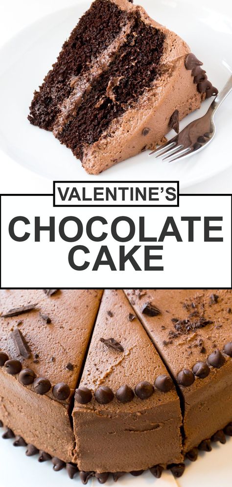 Perfect for birthdays, special occasions, the holidays and Valentine's Day, this is the BEST Chocolate Cake Recipe! This easy chocolate cake recipe is topped with a Rich and Creamy Chocolate Buttercream Frosting, over a super light and moist sponge. Try baking this easy chocolate cake recipe for your loved one's this Valentine's Day! #chocolatecake #dessert The Best Chocolate Cake Recipe, Best Chocolate Cake Recipe, Chocolate Cake From Scratch, 4de Verjaardag, The Best Chocolate Cake, Amazing Chocolate Cake Recipe, Dessert Breakfast, Homemade Chocolate Cake, Easy Chocolate Cake