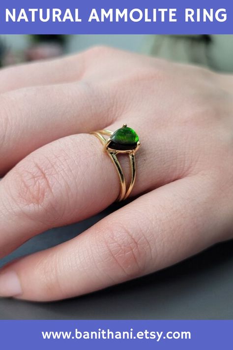 Natural Ammolite Gemstone Ring Duo Band, Ammolite Ring, Double Band Ring, Double Band Rings, Colorful Jewelry, Elegant Ring, Band Ring, Band Rings, Natural Gemstones