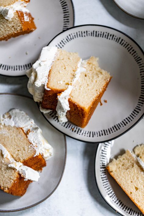 Milk and Honey Cake Slice Simple Layered Cake, Citrus Olive Oil Cake, Citrus Curd, Drink Recipies, Moist Vanilla Cake, Oil Cake, Whipped Cream Frosting, Olive Oil Cake, Honey Cake