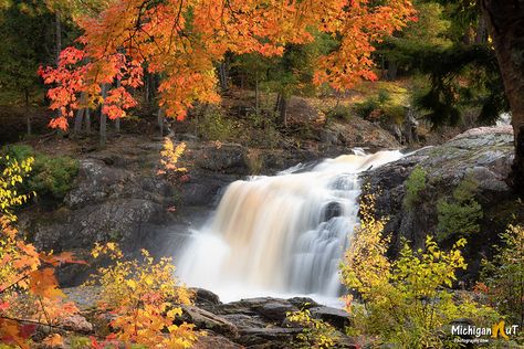 Michigan Bucket List, Michigan Waterfalls, Michigan Fall, Leaves Frame, Marquette Michigan, Michigan Travel, Spring Landscape, River Falls, Pure Michigan