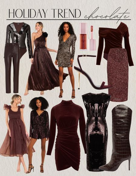 Holiday fashion, trending, sequins, sequin outfit, brown dresses, holiday dresses, nye dresses, maxi dress, mini dress, sequin dress, New Year’s Eve dresses #LTKstyletip #LTKHoliday #LTKSeasonal Brown Holiday Outfit, Brown Sequin Dress Outfit, Brown Sequin Dress, Holiday Sequined V-neck Midi Dress, Holiday V-neck Sequin Midi Dress, Brown Sequin Dress Winsdor, Sequin Dress Outfit, Brown Sequin Dresses, New Year’s Eve Outfit