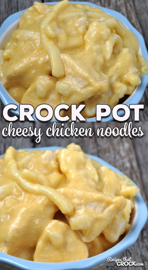 These Crock Pot Cheesy Chicken Noodles are easy, cheesy and oh so divine! (I know it doesn't rhyme ;) ) You and your loved ones will devour them! Cheesy Chicken And Noodles, Chicken Crock Pot Recipes, Crock Pot Cheesy Chicken, Crockpot Foods, Chicken Crock Pot, Pumpkin Crockpot, Crockpot Chicken And Noodles, Recipe Crockpot, Chicken Dumplings