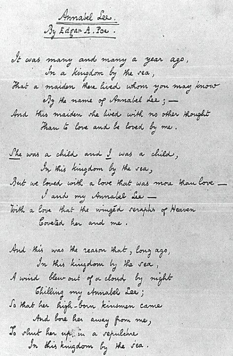 Annabel Lee by Edgar Allen Poe Old Handwriting, Poe Quotes, Annabel Lee, Handwritten Letter, Edgar Allen, Allen Poe, Edgar Allen Poe, More Than Love, The Dark Artifices