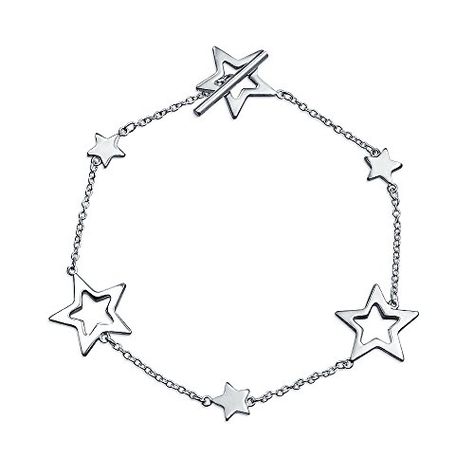 Star Bangle, Patriotic Stars, Silver Necklace Statement, Dangle Hoop Earrings, Star Chain, Christmas Bracelet, Celestial Jewelry, Toggle Bracelet, Funky Jewelry