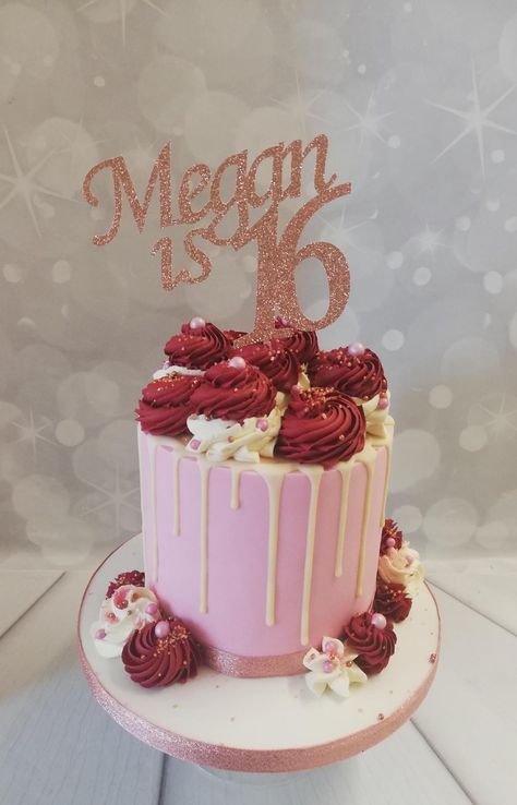 white chocolate drip cake, with glitter card topper Chocolate Drip Cake, Chocolate Drip, Card Toppers, Girl Cake, Drip Cakes, Glitter Cards, White Chocolate, Birthday Cake, Cake