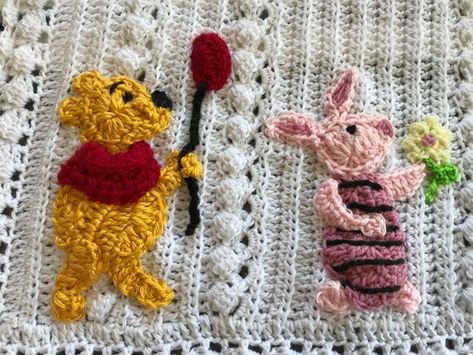 This design is unique to Baby Tuckers. No patterns used. One of a kind creations! All designs are original. Super cute Handmade Winnie the Pooh, Disney Crochet baby blanket. As shown with Tigger, Pooh, Eeyore, Kanga/Roo, and Piglet... Also available, Owl, Rabbit, and Christopher Robin, etc. you Baby Storytime, Winnie The Pooh Blanket, Disney Crochet, Unique Blankets, Crochet Applique, Baby Yarn, Tapestry Crochet, Dk Yarn, Blanket Designs