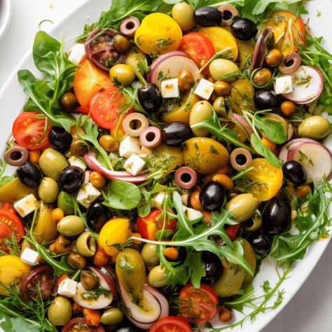 What Is Olive Salad? Spanish Salad, Olive Salad Recipe, Salad With Olives, Cookie Salad, Dill Potatoes, Olive Salad, Salad Mixed Greens, Black Olives, Healthy Salad