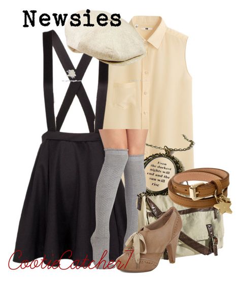 "Newsies" by cootiecatcher7 ❤ liked on Polyvore featuring Uniqlo, Mossimo Supply Co. and Mulberry Newsies Inspired Outfits, Newsie Outfit, Broadway Aesthetic Outfit, Newsies Outfit, Newsie Cap, Newsies Costume, Skirt Suspenders, Broadway Outfit, Broadway Costumes