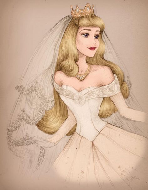 Disney Princess Aurora Wedding Dress, Aurora Tattoo Sleeping Beauty, Aurora Sleeping Beauty Drawing, Aurora Hair Sleeping Beauty, Aurora Sleeping Beauty Tattoo, Princesa Aurora Aesthetic, Princess Aurora Fanart, Sleeping Beauty Drawing, Sleeping Beauty Painting