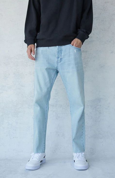 Light Denim Jeans Outfit, Loose Jeans Outfit, Blue Denim Jeans Outfit, Blue Jeans Outfit Men, Light Blue Jeans Outfit, Wash Jeans Outfit, Denim Pants Outfit, Blue Pants Men, Denim Jeans Outfit