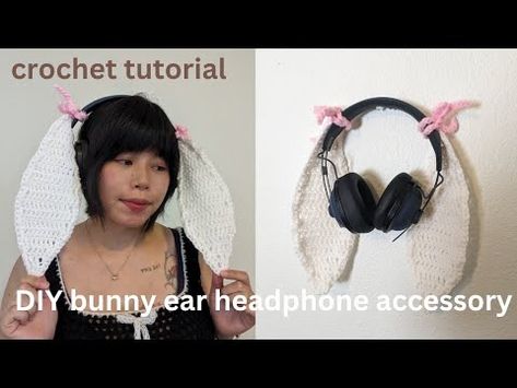 (57) DIY crochet bunny ear headphone accessories ☆🐇 quick project - YouTube Crochet Headphone Ears, Bunny Ear Crochet Pattern, Bunny Ears Crochet, Headphones Crochet, Crochet Bunny Ears, Diy Bunny Ears, Crochet Cozies, Crochet Cozy, Crochet Rabbit