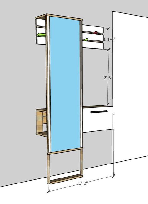 Full Height Mirror, Hidden Shelves, Diy Dressing, Dressing Vanity, French Cleat System, Mirror Adhesive, Dressing Unit, Bookshelves In Bedroom, Hidden Shelf