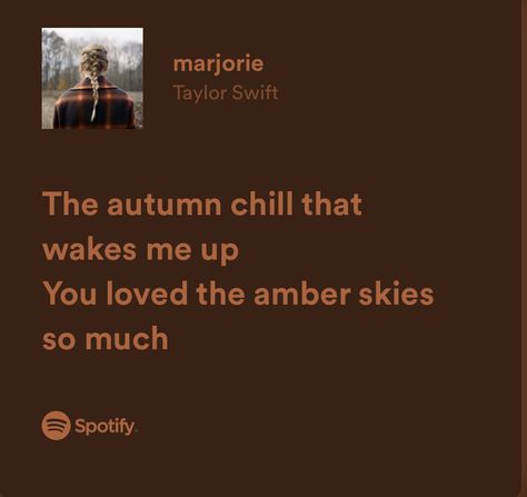 Taylor Swift Autumn Lyrics, Autumn Lyrics, Taylor Swift Autumn, Amber Sky, Lyrics Spotify, Dark Autumn, Wake Me, Wake Me Up, Taylor Swift