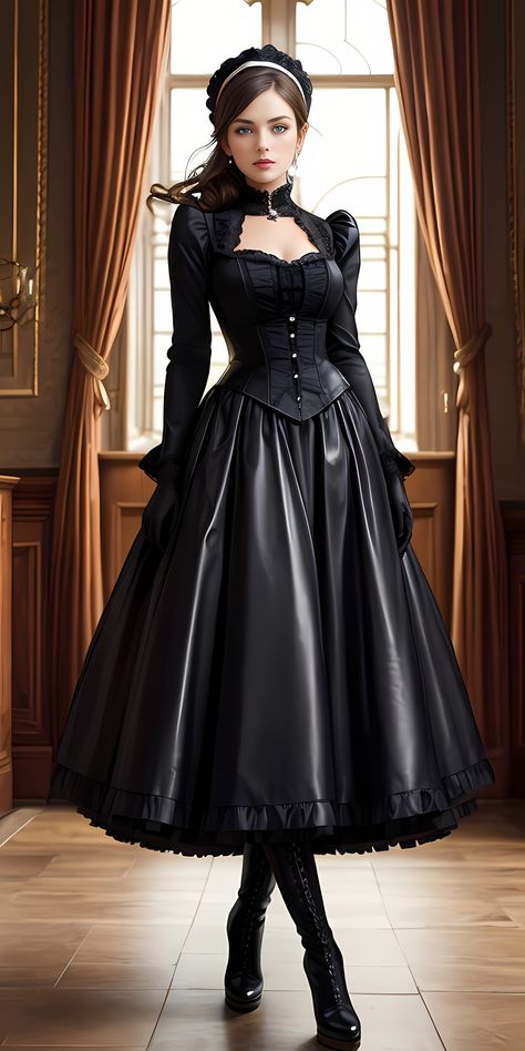 From Victorian elegance to crazy steampunk 019
A lady wearing suits in Victorian elegance style，created by “�图趣 AI (tu-qu-ai)” software,
Keywords:  AI images, 图趣 AI , a lady, a beauty，pajamas，Victorian style，elegant，attractive，Leather boots，suits， attractive，steampunk style Black Steampunk Dress, Victoria Era Fashion, Neo Victorian Fashion, Victorian Women Fashion, Victorian Outfits Women, Victorian Era Clothing, Historical Dresses Victorian, Victorian Dress Gown, Victorian Outfit