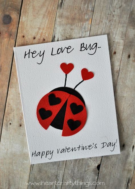 Love Bug Valentine's Day Card from iheartcraftythings.com Construction Paper Valentines Cards, Su Valentine Cards For Kids, Valentine Cards For Kids Handmade, Cute Valentines Cards For Kids, Valentines Cards Kids, Valentines Cards Diy Kids, Valentines Day Cards Handmade For Kids, Making Valentines Cards, Handmade Valentine Cards For Him