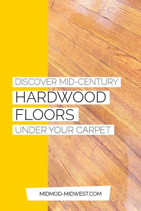 Mid-century design is all about simple, natural materials – often wood. Wood floors, wood panel walls, wood trim, and wood furniture abound Consider refinishing original mid-century hardwood floors to match another MCM wood … think teak or walnut! #midmodmidwest #carpetremovaldiy #carpetremovalbeforeandafter #midcenturyhardwoodfloors Midcentury Living, Diy Floor Cleaner, Panel Walls, Midcentury Interior, Mcm Home, Mid Century Flooring, Removing Carpet, Modern Flooring, Walnut Furniture