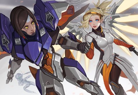 Mercy X Pharah Fanart, Phara Mercy, Pharah X Mercy, Pharah Overwatch, Overwatch Pharah, Overwatch Wallpapers, Soldier 76, Overwatch Comic, Mercy Overwatch