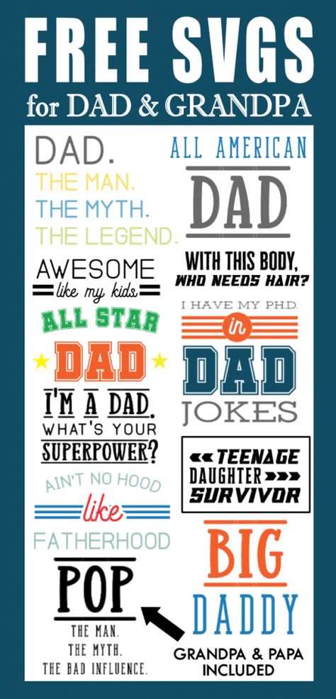 Father’s Day Cricut Ideas, Free Fathers Day Cards, Diy Pen, Father's Day Printable, Free Svgs, Cricut Expression, Diy Father's Day Gifts, Bad Influence, Side Business