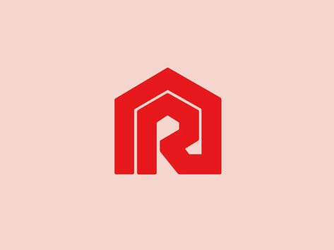 Letter R Logo / Red Logo / Negative Space Logo / Real Estate Logo / Ruscilli... R House Logo, Negative Space Logo, Rectangle Logo, Space Logo, Negative Space Logos, Examples Of Logos, Minimalistic Aesthetic, Brand Symbols, Solid Red