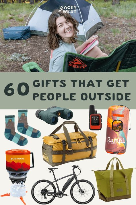 outdoor gift guide for hikers and campers! Outdoorsy Gifts For Him, Gifts For Camping Lovers, Gifts For Outdoorsy People, Gifts For Outdoorsmen, Camping Gift Baskets, Outdoor Gift Ideas, Outdoorsy Men, Outdoor Lover Gifts, Outdoorsy Gifts