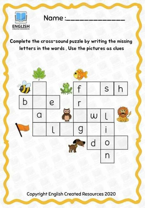 Cross Words Puzzle Worksheets, English Puzzles Worksheets, Ukg Worksheet, Vowels Kindergarten, Kids Math Activities, Phonics Cvc Words, Word Puzzles For Kids, Cross Word, Phonics Reading Passages