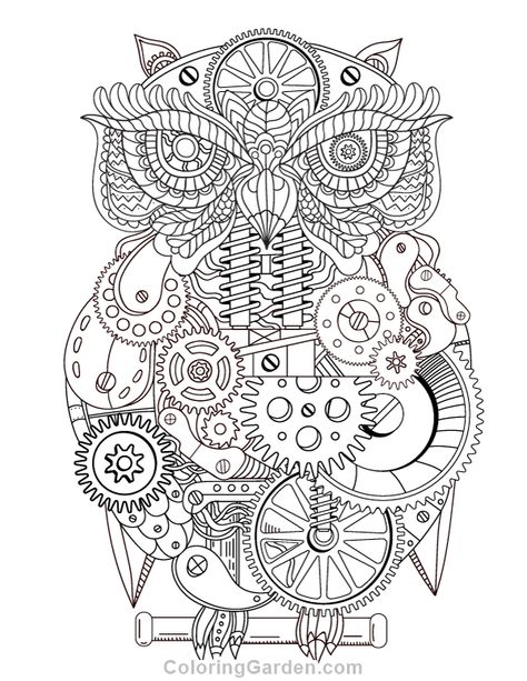 Free printable steampunk owl adult coloring page. Download it in PDF format at http://coloringgarden.com/download/steampunk-owl-coloring-page/ Steampunk Owl Drawing, Steam Punk Coloring Pages, Owl Coloring Pages Free Printable, Steam Punk Drawing, Steampunk Coloring Pages, Steampunk Tattoo Design, Steampunk Coloring Book, Steampunk Drawing, Steampunk Patterns