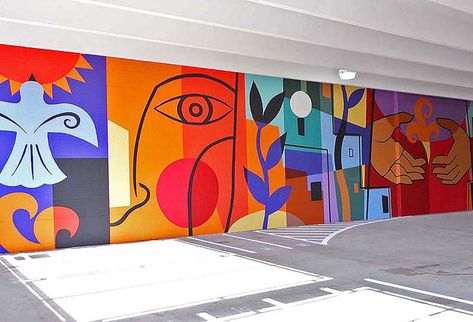 Murals | Rafael López School Murals, Street Mural, Murals Street Art, Mural Wall Art, Mural Painting, Wall Graphics, Outdoor Art, Art Club, Mural Art