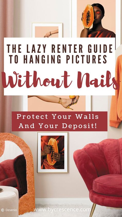 Yes, you have every right in your rented home to enjoy all the gorgeous canvasses and wall art you have collected over the years with zero need to worry about damaging your rental walls. Here are stress-free and affordable hacks to hang pictures without nails... #hanging pictures without nails #home decor Rental Friendly Wall Art, Damage Free Hanging, No Hole Picture Hanging, How To Hang Stuff Without Damaging Walls, How To Hang Pictures On Wall Without Nails, Renter Friendly Photo Wall, Apartment Friendly Picture Hanging, How To Hang Wall Art Without Holes, Wall Decor Without Nails