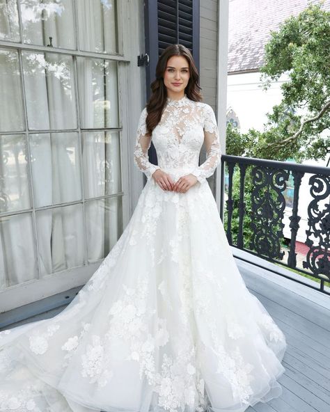 Long Sleeve Wedding Gown // Lace Gown // High-Neck Gown // Bodice // New Orleans // Bride // Bridal Style // Engaged // Wedding // Southern Bride // A line // Lace Train // Full Gown // NOLA // Ballgown // Styled Looks // Glam // Dress // Martina Liana // Designer Gown // Full Covered Wedding Dress, Long Sleeve Wedding Dress High Neckline, High Neck Full Sleeve Wedding Dress, Wedding Ball Gown With Fitted Bodice And Long Sleeves, Long Sleeve High Neck Wedding Dress, Wedding Dresses Lace High Neck Long Sleeve, Long Sleeve Wedding Dress Lace Ballgown, Martina Liana Wedding Dress Long Sleeve, High Neck Long Sleeve Ball Gown Wedding Dress