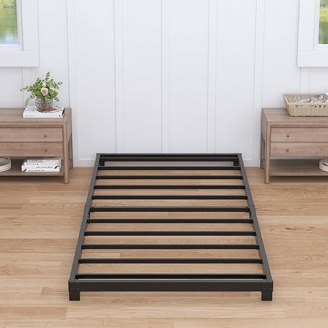 Amazon.com: Nailsong 4 Inch Twin XL Bed Frames Low Profile, XL Twin Bed Frame No Box Spring Needed, Heavy Duty Metal, Easy Assembly, Black : Home & Kitchen Low Profile Twin Bed, Bed No Frame, Low Platform Bed Frame, Emily Room, Twin Bed Frames, Twin Xl Bed Frame, Twin Xl Bed, Bed Frame No Box Spring, Bed Frame Twin